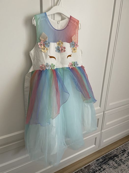 Rochie printesa petrecere unicorn broderie tulle 4-6 ani