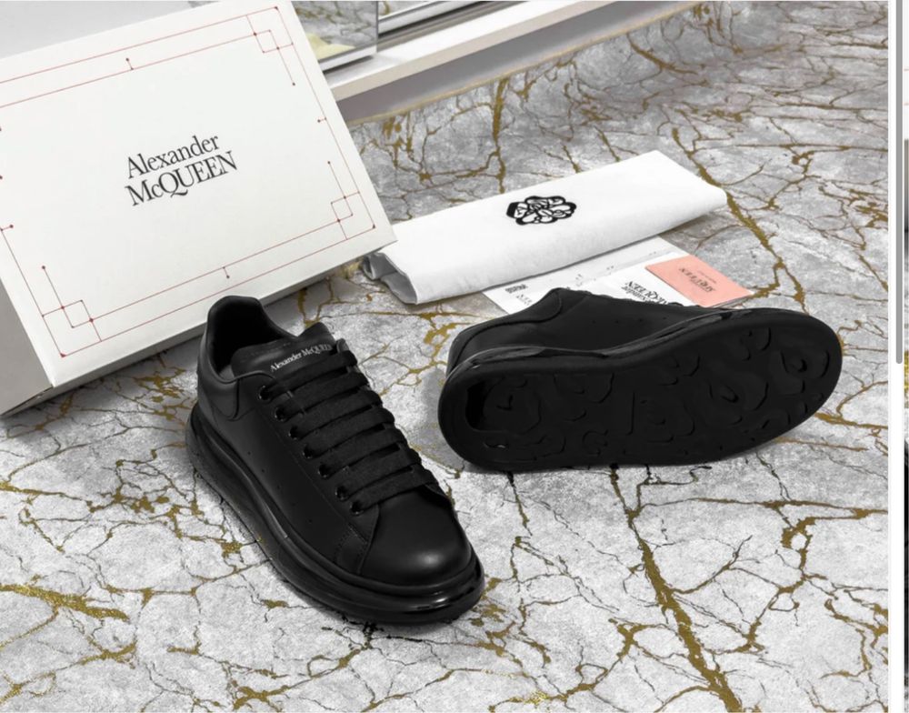 Adidasi Alexander Mcqueen black negru piele naturala