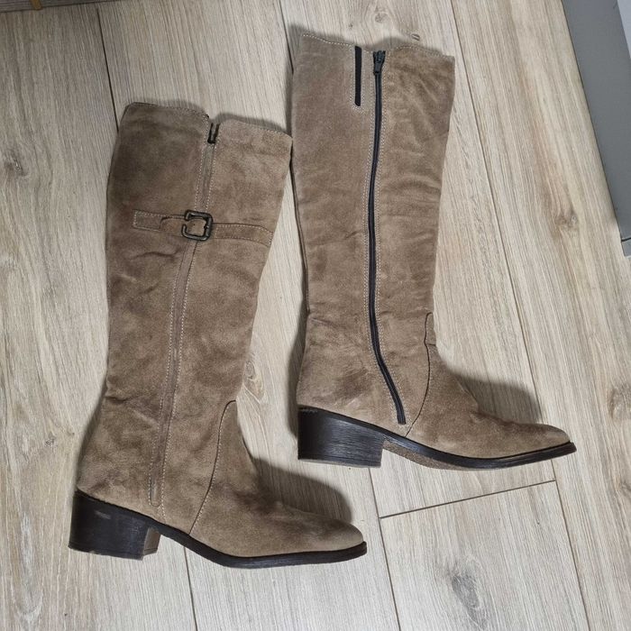Cizme piele intoarsa, maro, 38