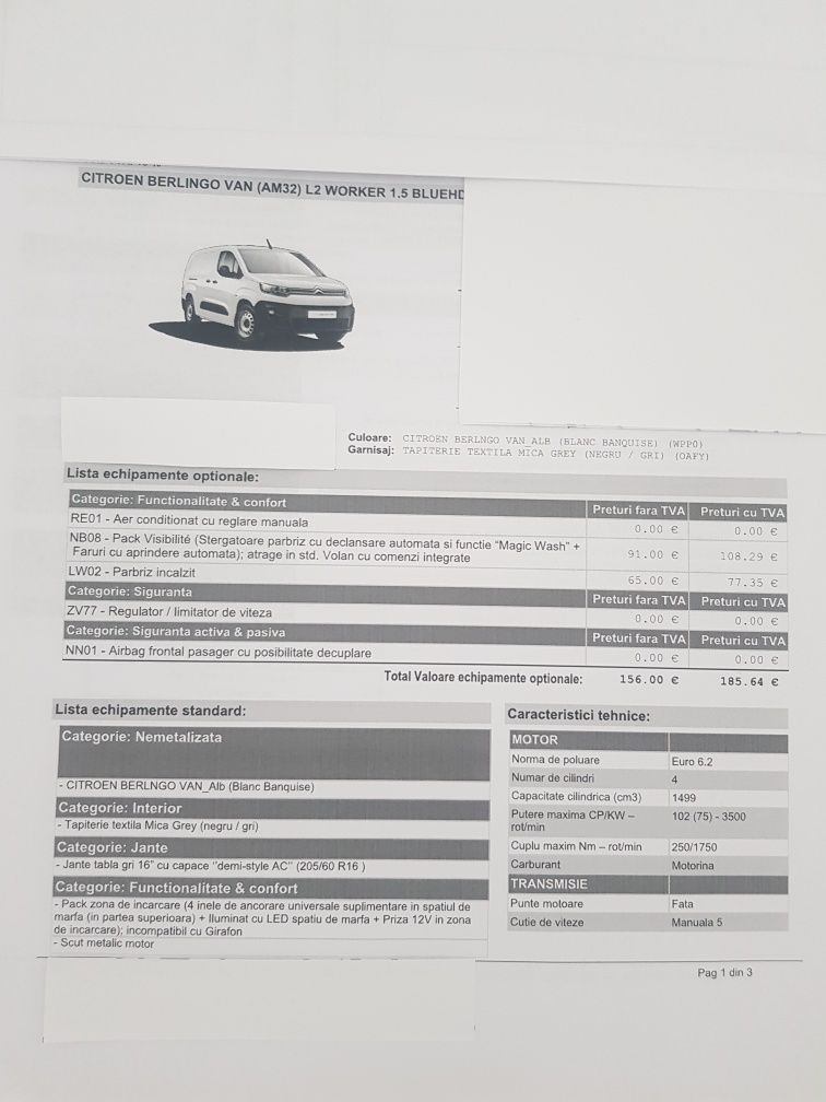 Vand Citroen Berlingo van L2 Worker 1.5 bluehdi 100