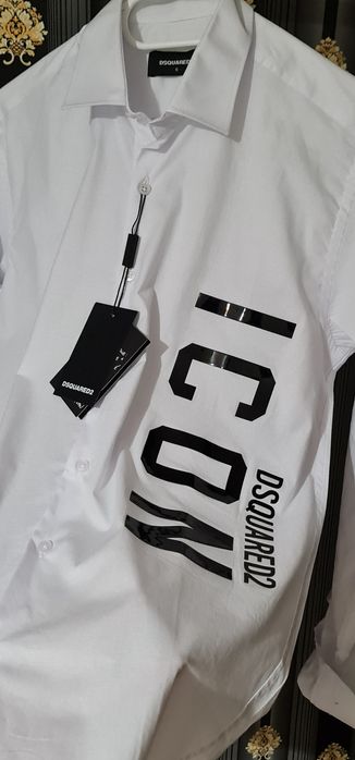 Camasa icon Dsquared2 alb x negru men