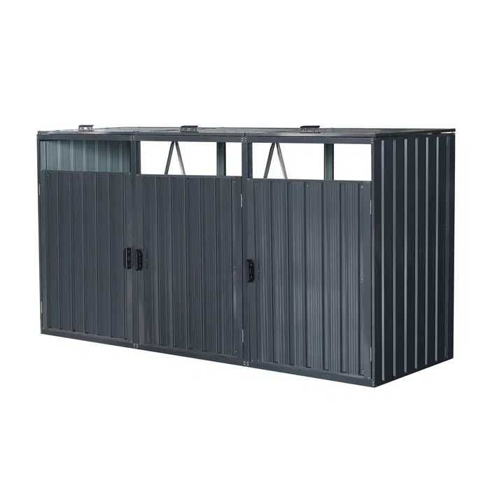 Cutie de gunoi metalică L cu 2 boxe BS-MK2 - 80 x 160 x 122 cm antraci