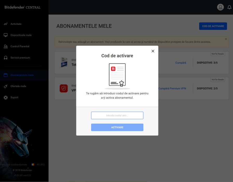 COD licenta 2 ani, 5 dispozitive antivirus Bitdefender Total Security
