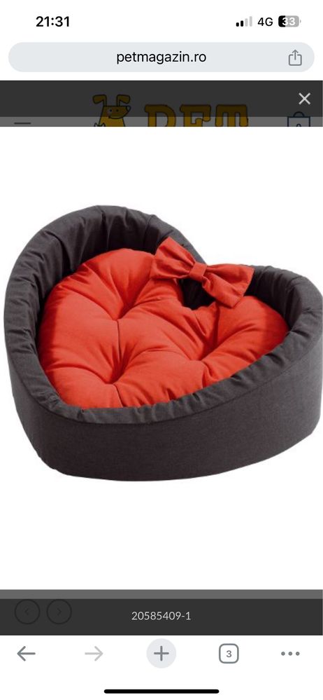 Cosulet inima mar L pisici 60x55x17 utilizata de 2 ori