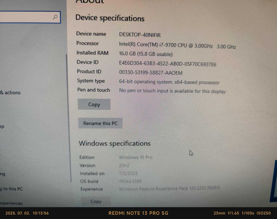PC Hp Prodesk 400 G6, I7-9700 3GHz, 16Gb Ram, ssd 512Gb, garanție!