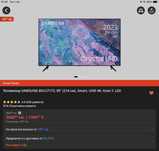 Телевизор SAMSUNG 85CU7172, 85" (214 см), Smart, UHD 4K, Клас F, LED