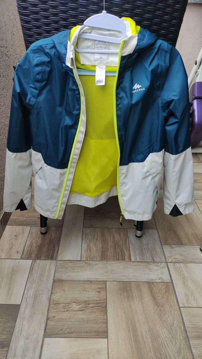 Jachetă de drumeție impermeabilă pentru copii - MH500 - turcoaz și bej