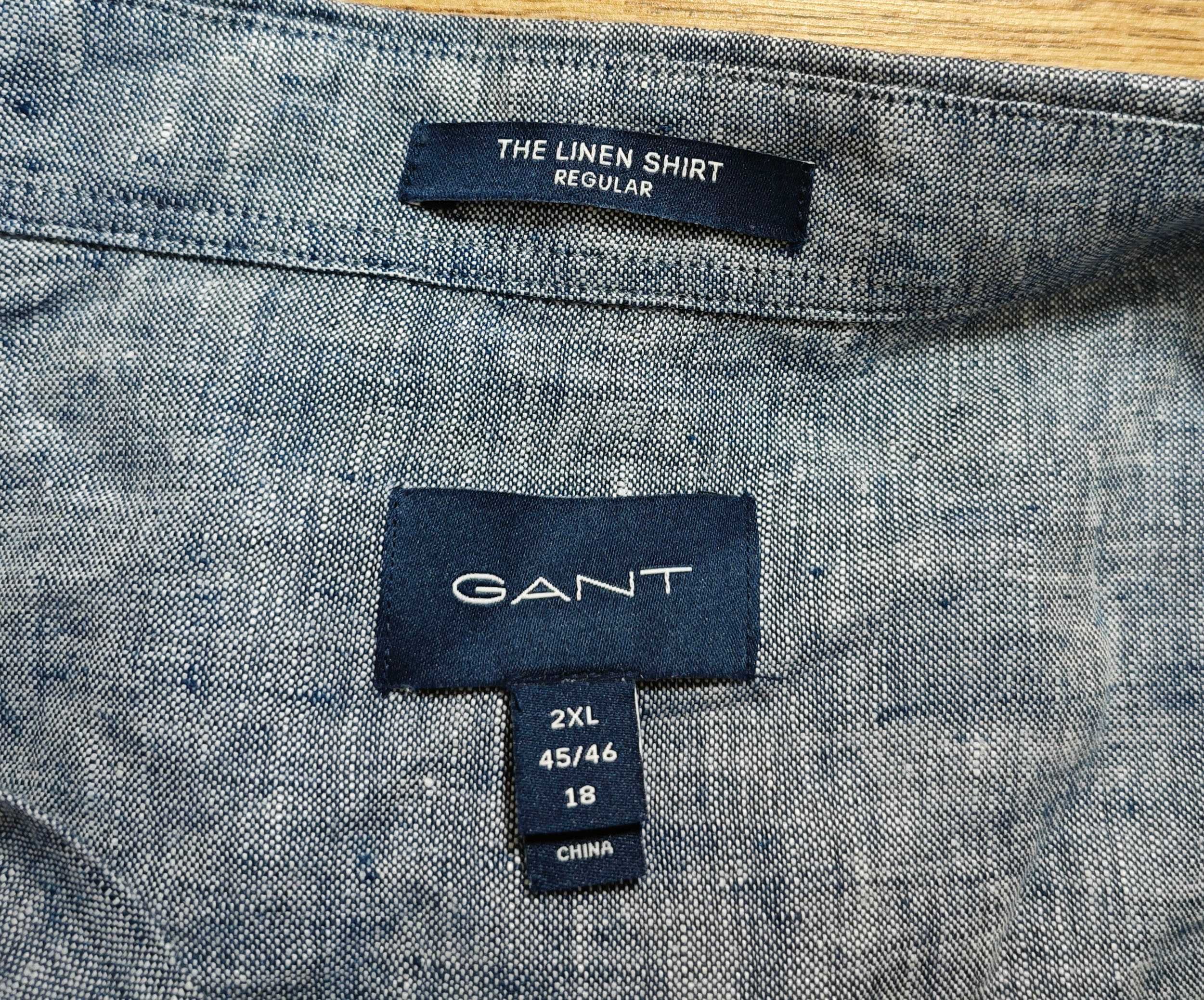 GANT 100% Лен Оригинална мъжка риза с къс ръкав размер XXL / 2XL  НОВА