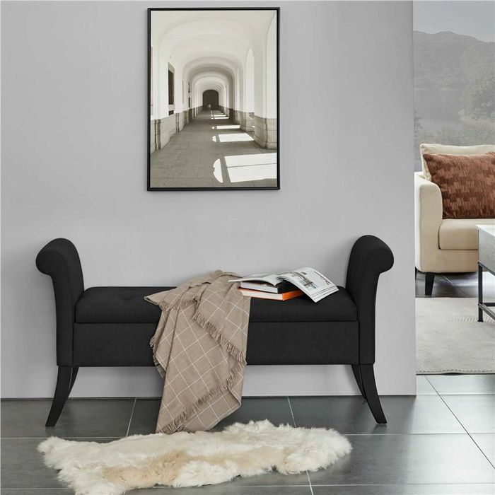 Bancă tapițată, canapea cu cotiere capăt de pat, hol |S 613474 Black