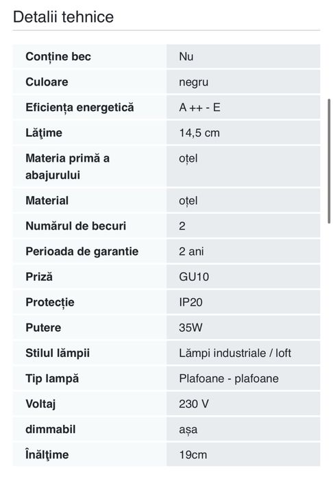 Corp iluminat 2 surse Lucide Cicleta 35W, Otel, Negru