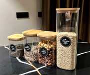 Комплект 4броя Стъклени Буркани за Съхранение с Бамбук G&K Kitchenware