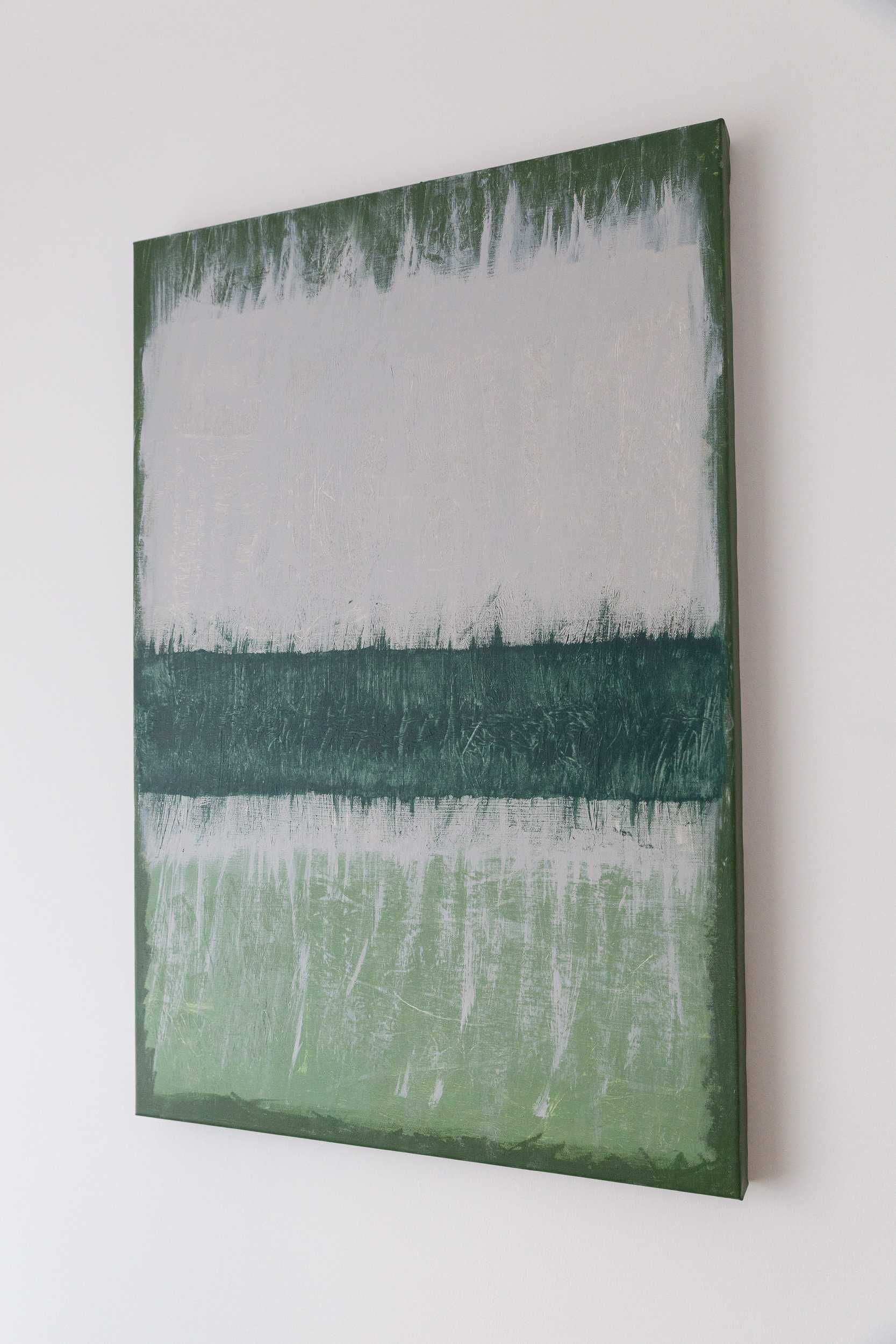 Green and Grey - tablou canvas, pictura in vopsea acrilica, 60x90cm