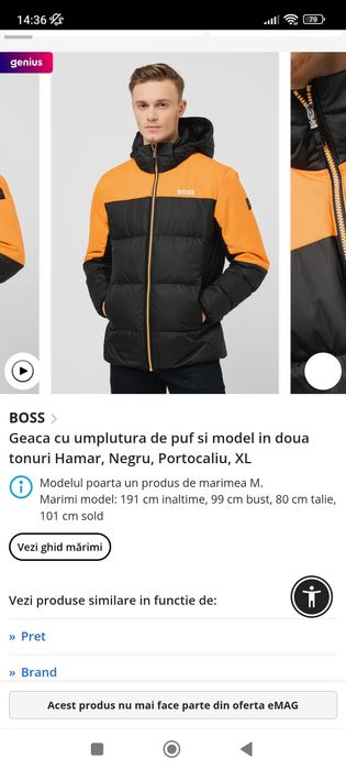 Oferta Geaca Hugo BOSS originala Marimea L XL model nou original 100%