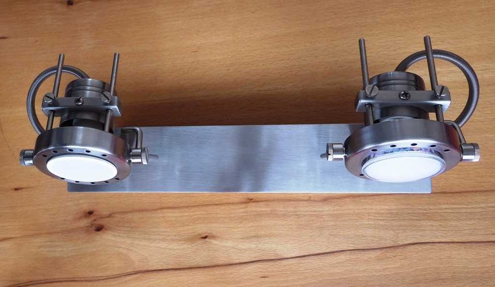 Двоен иноксов аплик (за стена или таван) с индустриален дизайн