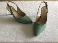 Pantofi de dama din piele naturala (turcoaz) - 38