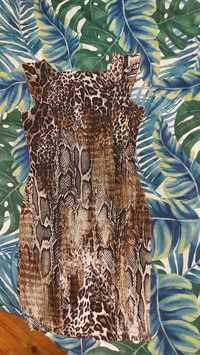 Дамска елегантна рокля с гол гръб в леопардов принт