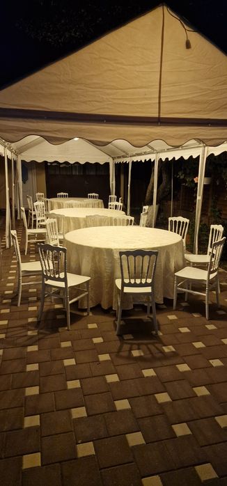 Cort evenimente complete,mese,veselă scaune
