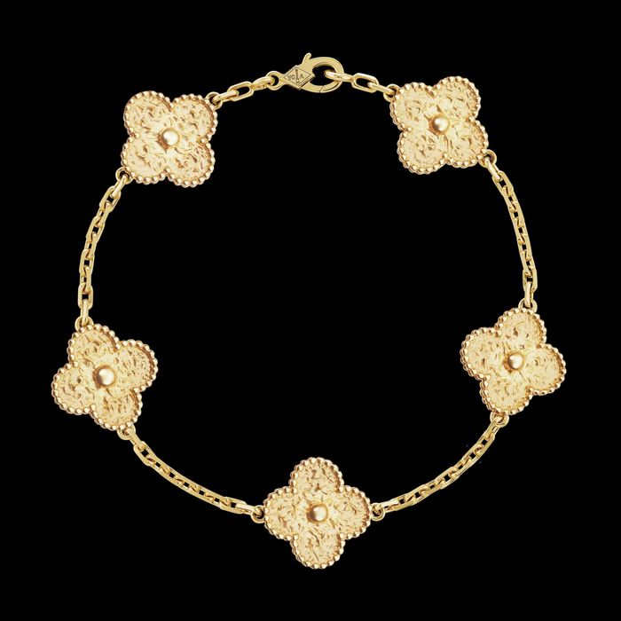 Van Cleef & Arpels VCA Gold 5 Motifs Vintage Alhambra Дамска Гривна