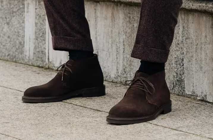 Ghete derby 43 chukka Aequus piele naturala moale suede