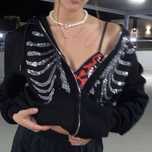 Hanorac Negru Skeleton Rhinestone Etsy