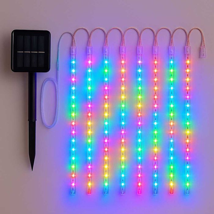 ПРОМОЦИЯ падащ сняг соларни коледни лампички  бяла светлина 3м х 30см