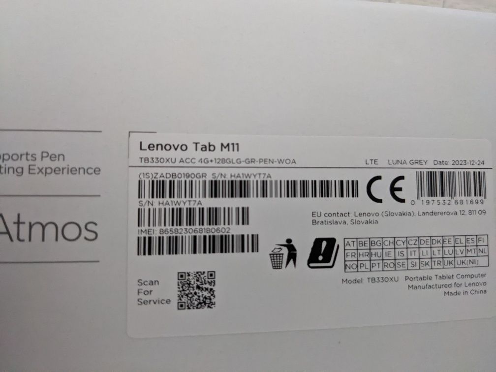 Lenovo Tab M11 128 GB memorie 4GB RAM Wifi NOUA garanție!