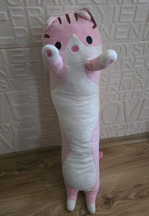 Плюшено дълго коте за гушкане мачкане и игра