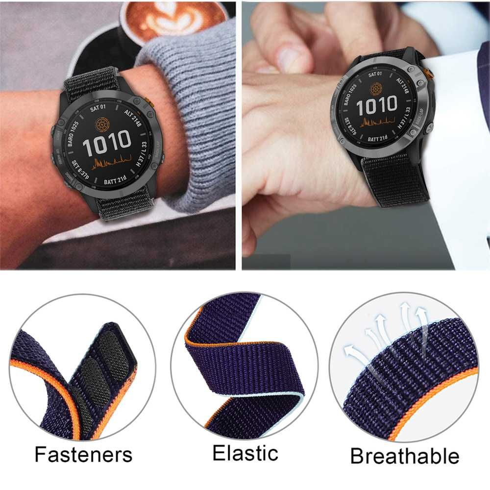 Curea 20/22/26 mm naylon Garmin Fenix 5/6/7/8/5X/6X/7X/8X/Epix/Enduro.
