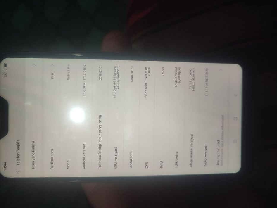 Redmi 6 pro  xolati yaxshi