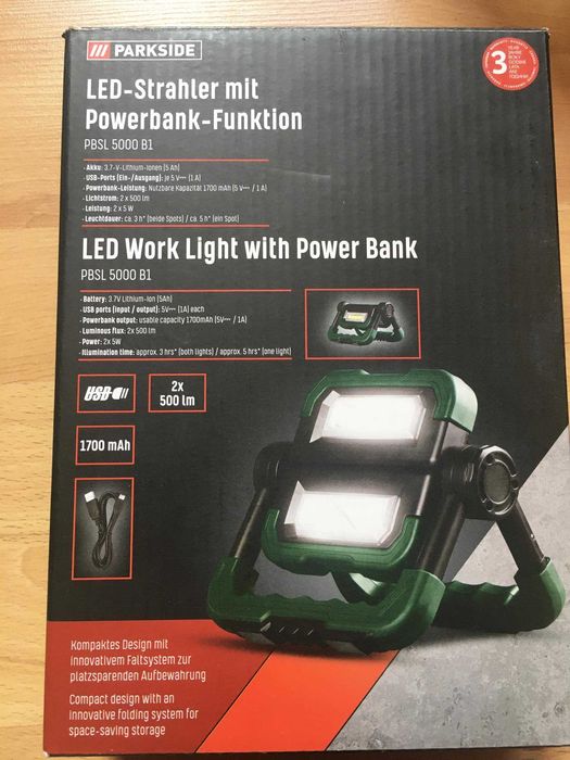 Proiector powerbank parkside PBSL 5000 B1