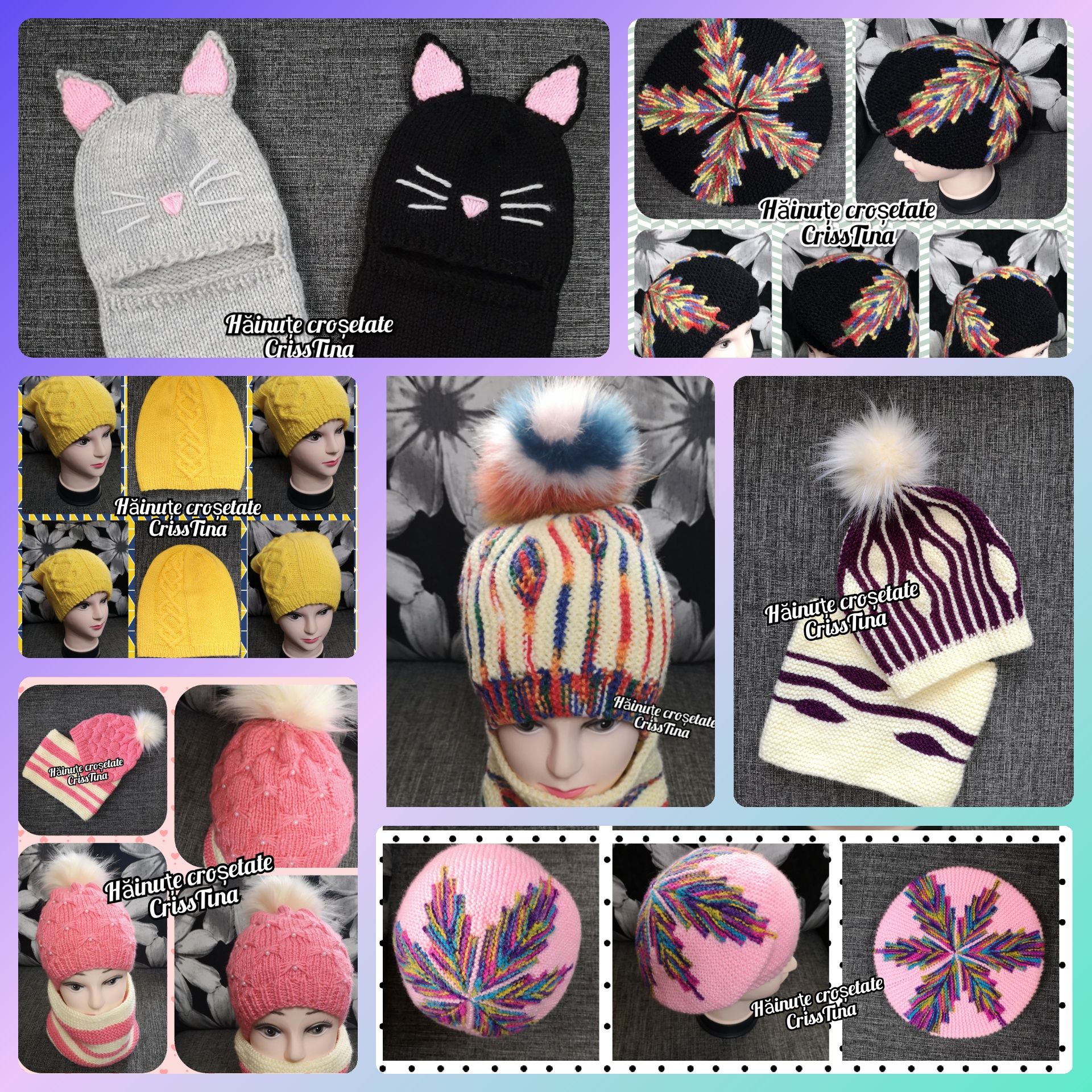 Caciuli tricotate manual - modele variate