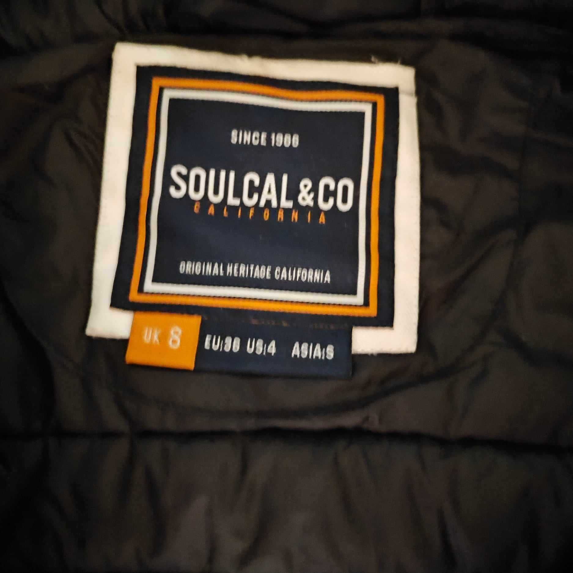 Дамско зимно дълго яке SoulCal Micro Bubble черно S (36) размер с яка