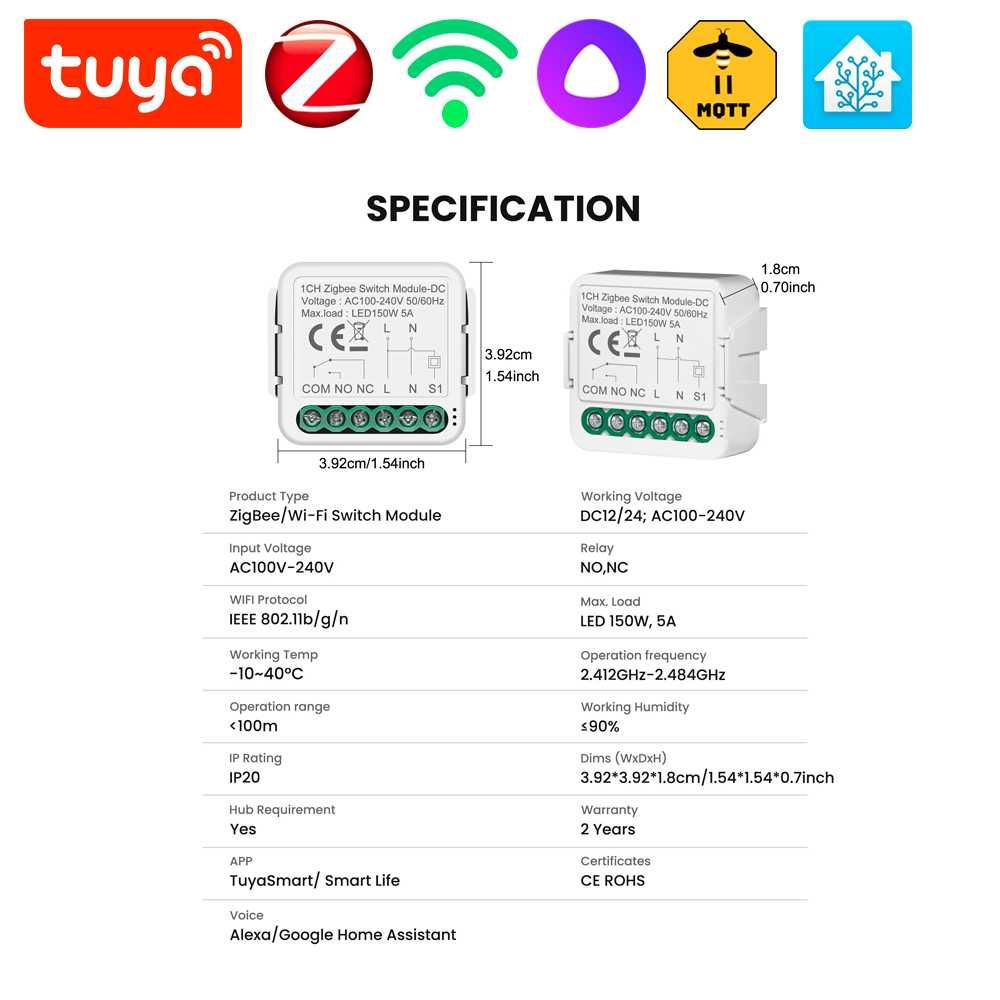 Умный Реле - Сухой контакт - WiFi/ZigBee