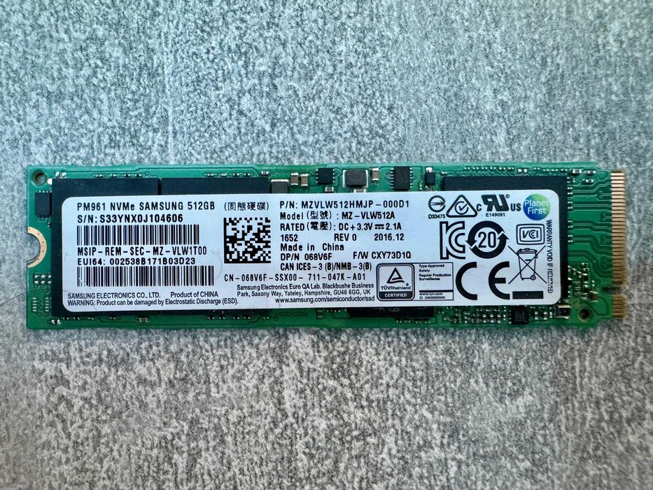 SSD NVMe 512GB Samsung PM961, PM981/981a, WD SN740 Gen4