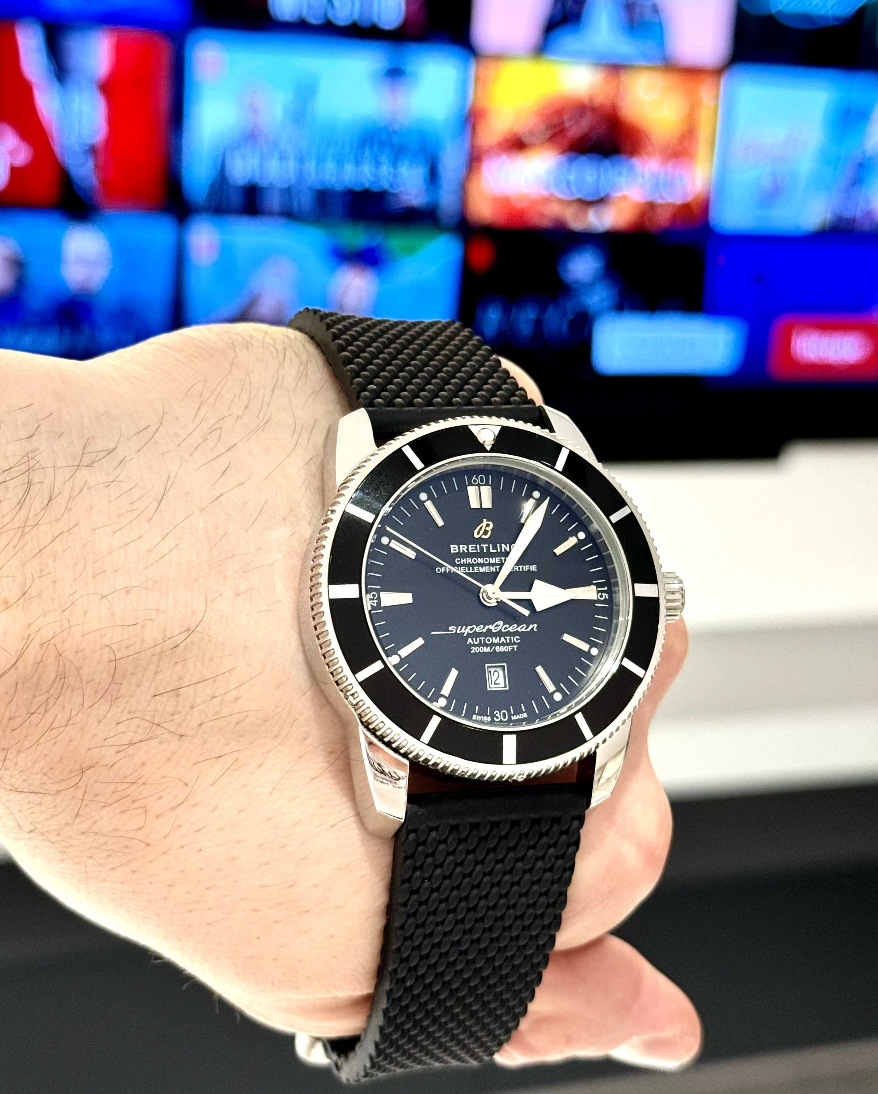 breitling superocean silver black