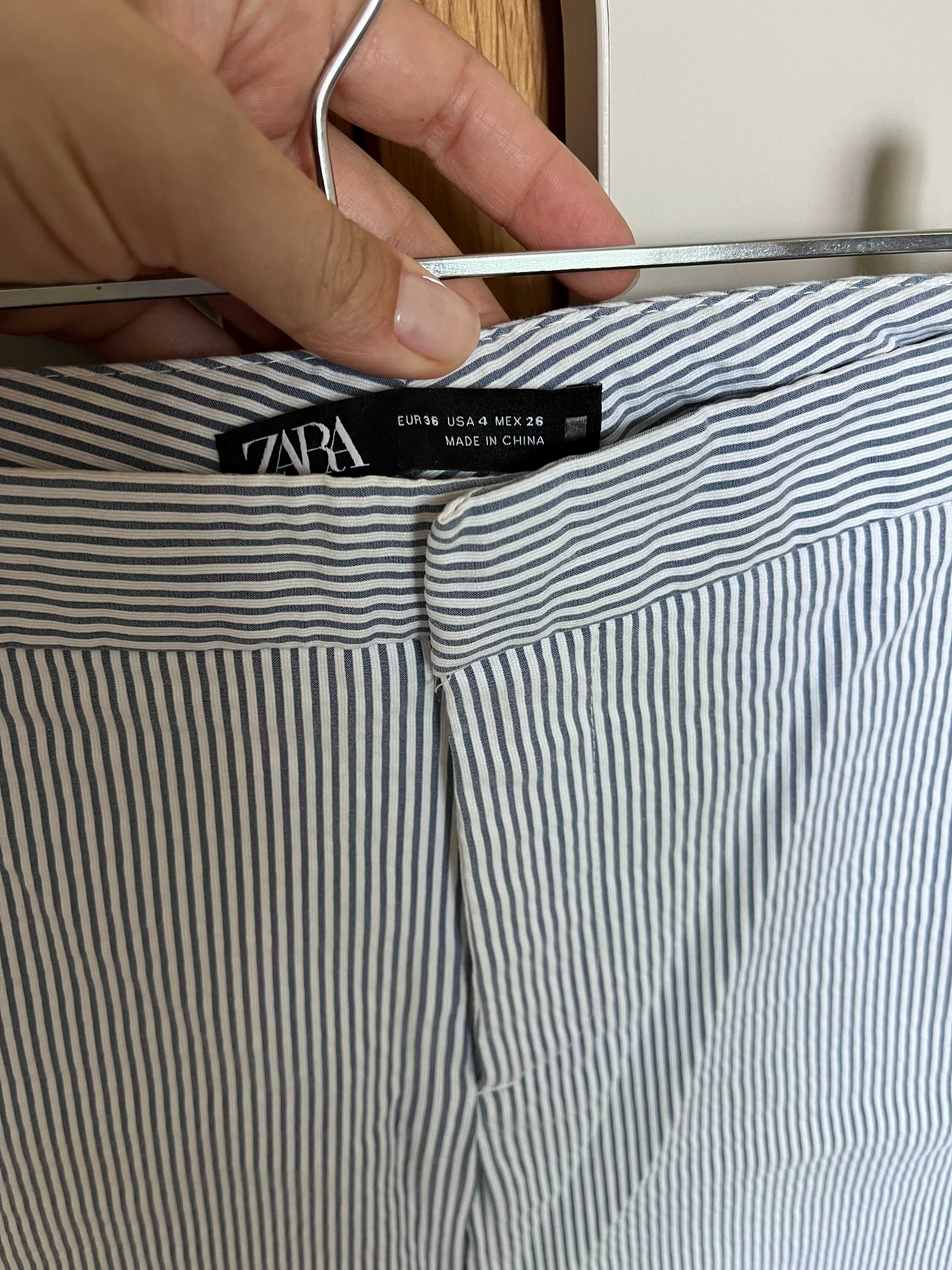 Zara дамски летен панталон на бяло и синьо райе