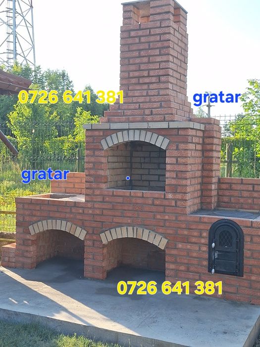 Gratar   rustic de caramida plita cuptor  afumatare si masa de lucru