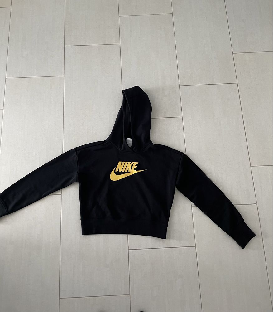 Hanorac Nike crop cu logo auriu