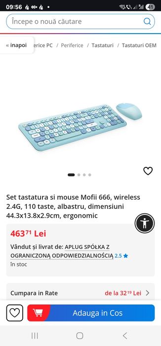 Vând kit tastatura cu mouse noi