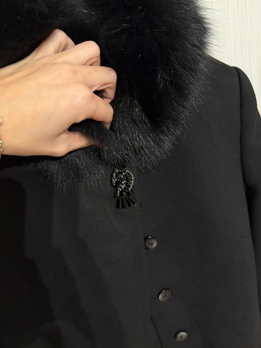 Palton cu blana naturala si cashmere