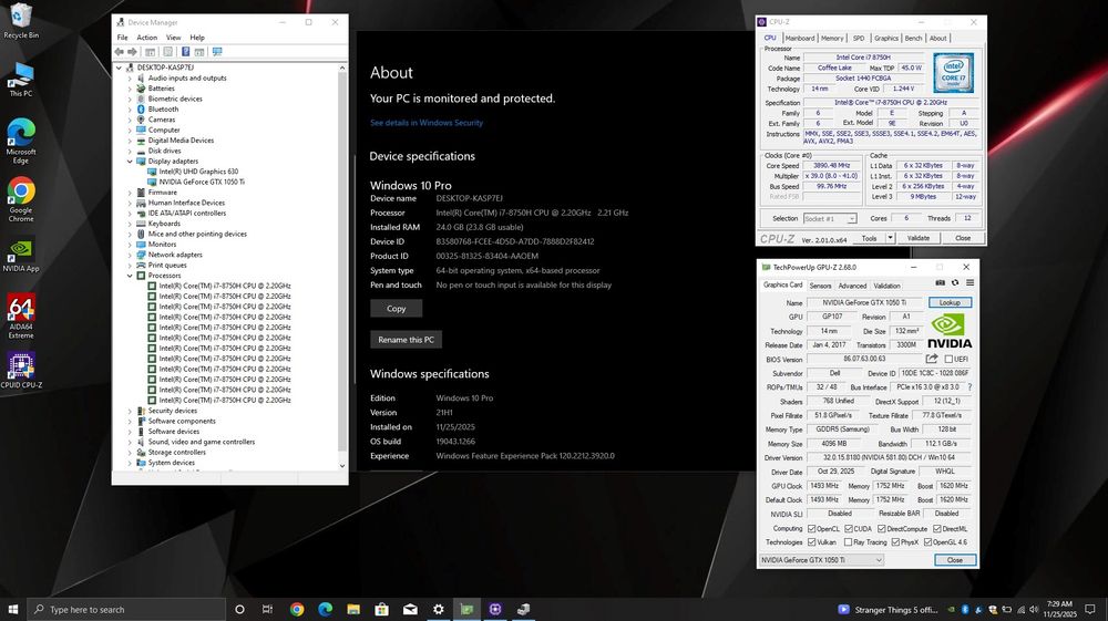 Laptop Gaming /i7-8750H cu 12 nuclee/ GTX 1050Ti/16 Gb Ram/ SSD + HD