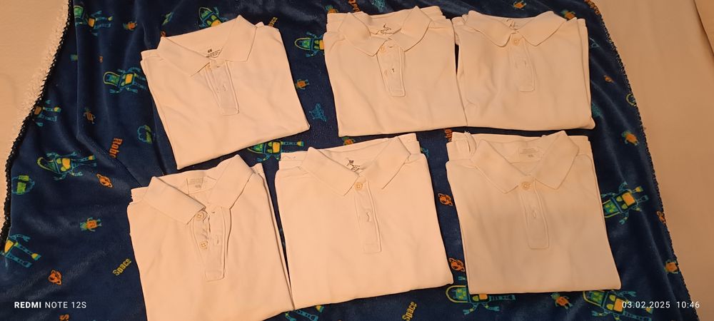 Bluza alba polo cu maneca lunga scoala 110-116