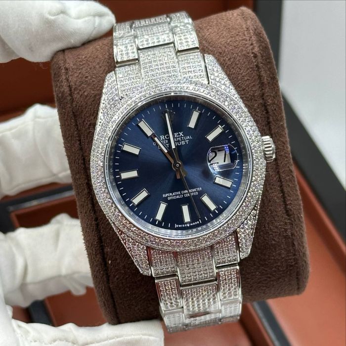 ceas rolex datejust pave blue dial 41,mm