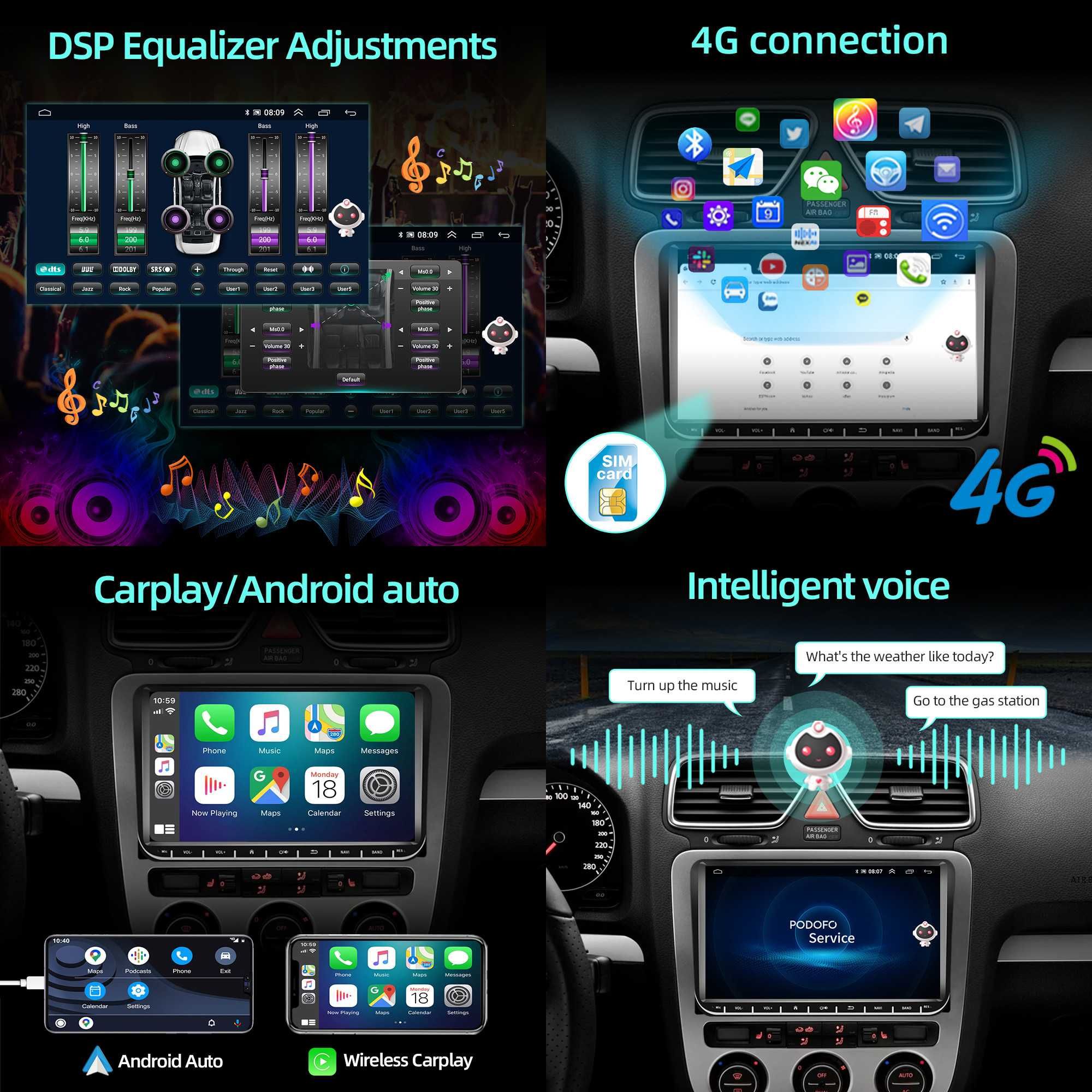 Android Мултимедия VW Skoda Seat Octavia golf 5 6 touran Passat Jetta