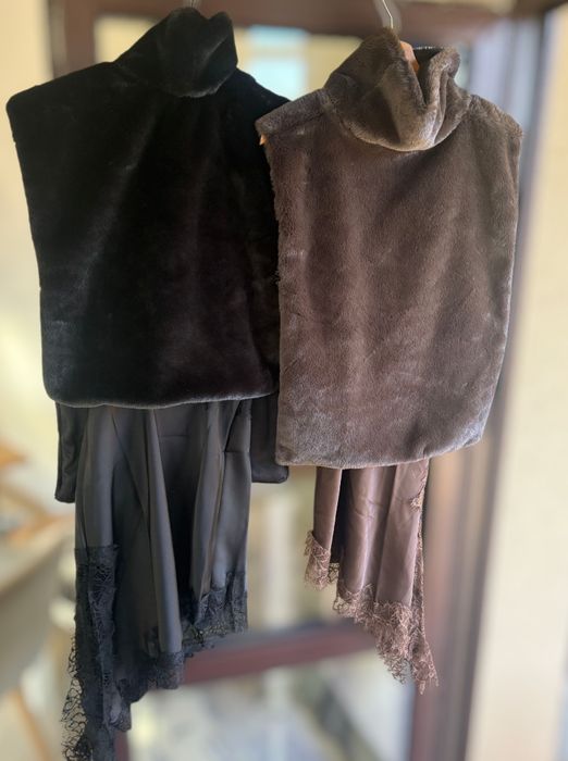 Дамски шал с яка от къс много мек косъм