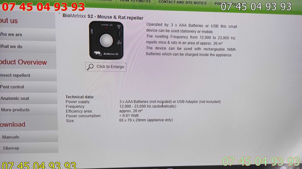 aparat ultrasunete  biometrixx S2 anti rozatoare anti sobolani baterii