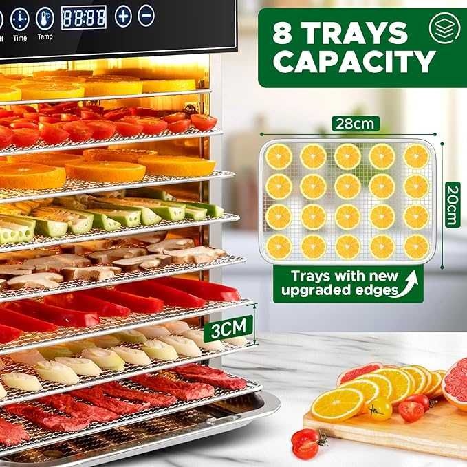 Deshidratator de alimente din oțel inoxidabil cu 8 tăvi Kwasyo