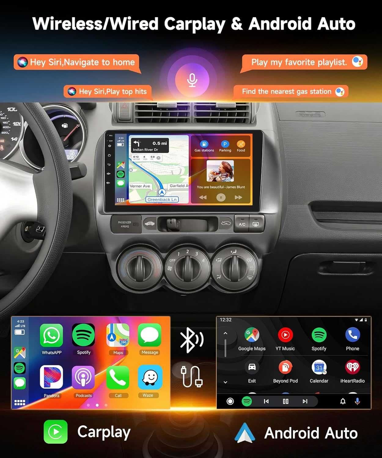 Мултимедия за Honda Jazz / Fit Android Навигация плеър 2DIN Honda Jazz