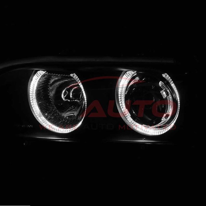 Тунинг фарове с Angel Eyes за BMW E39 (1997–2003) – черни, с крушки