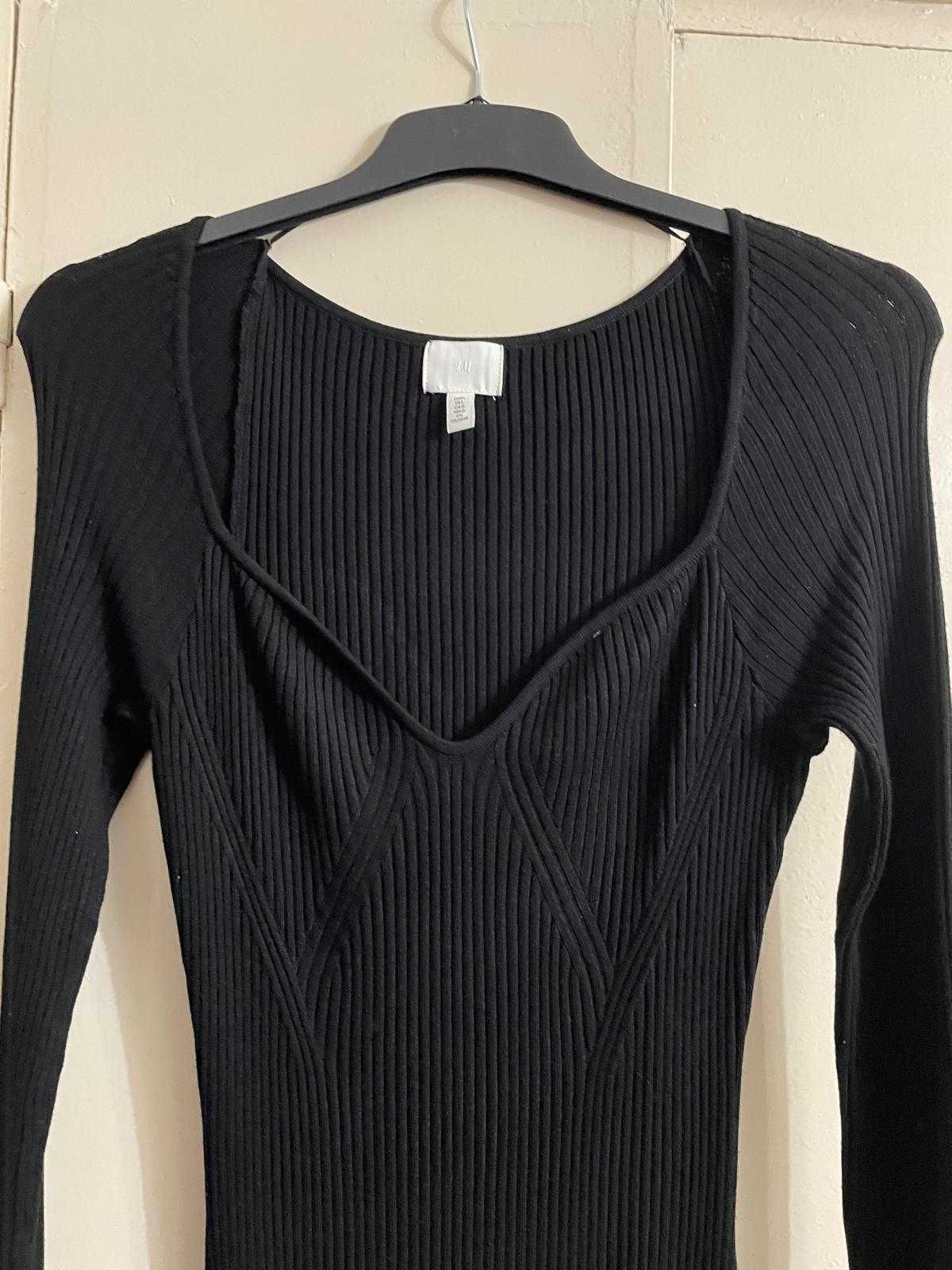 Rochie Midi Tricotata H&M, Neagra, Noua (Marime L)
